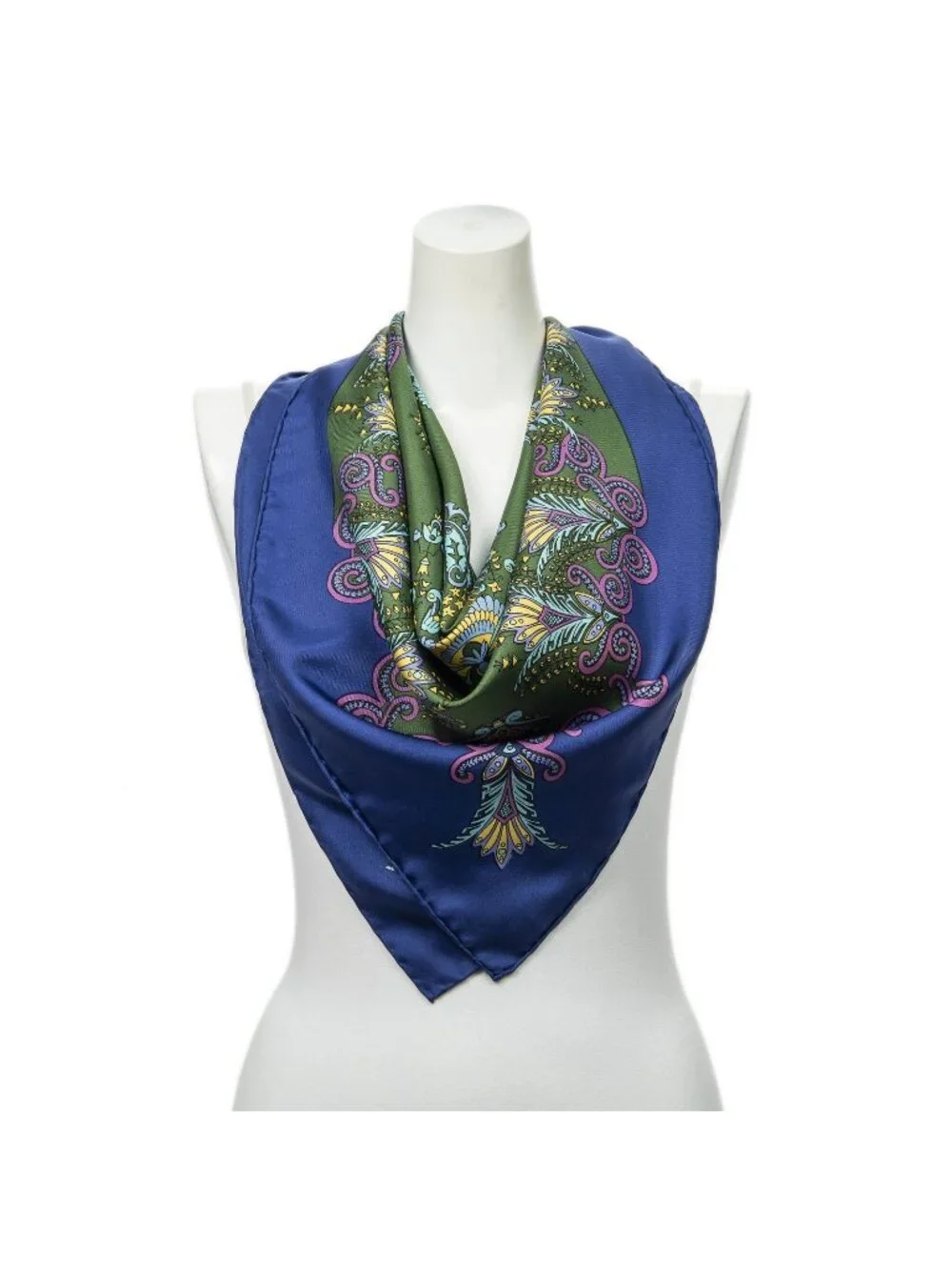 Hermes Scarf Green Blue Lilac 100% Twill Silk